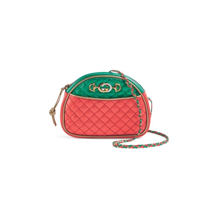 

Сумка Gucci Laminated Leather Mini Bag Green/Red, зеленый