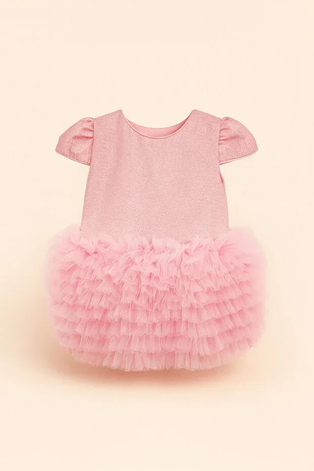 Детское платье для девочек с коротким рукавом Tutu short sleeve baby girl dress 2Kids2Mom, Pink — фото 3