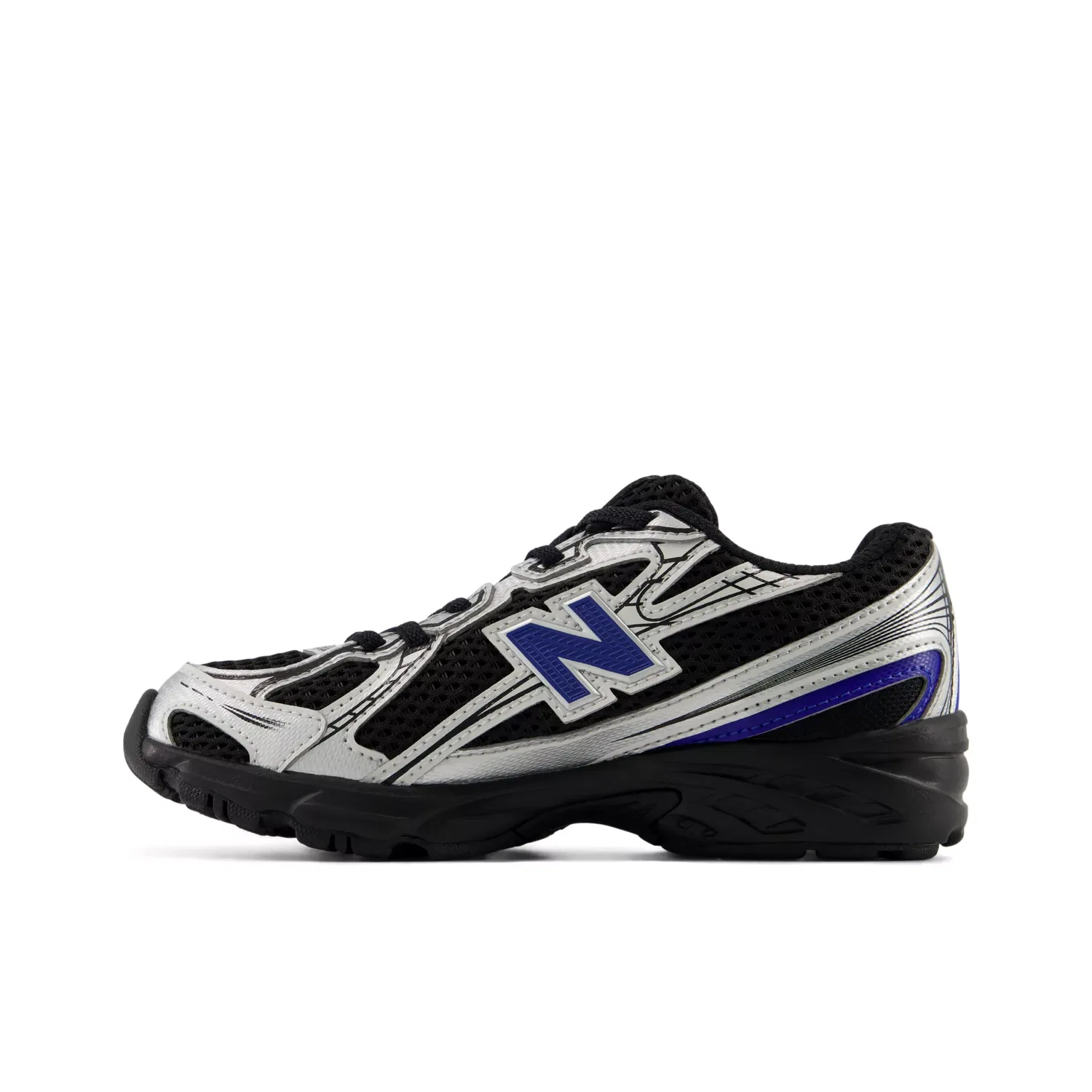 Детские кроссовки с эластичными шнурками 740 Bungee Lace New Balance, Black With Team Royal — фото 3