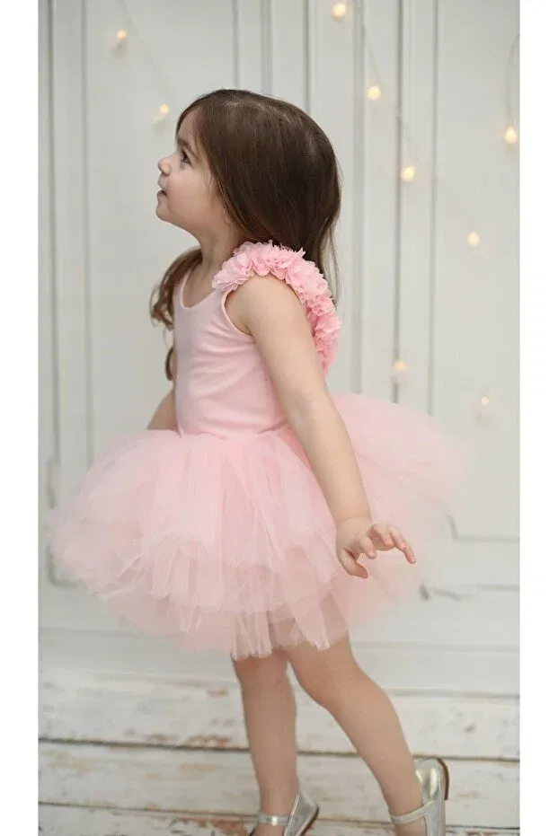 Детское платье для девочек с принтом Tutu Ballet Dress My Baby By Merry, Pink — фото 3