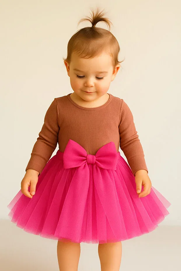 Детская юбка для девочек из фатина с бантом Pink Nsmlife, Fuchsia Pink