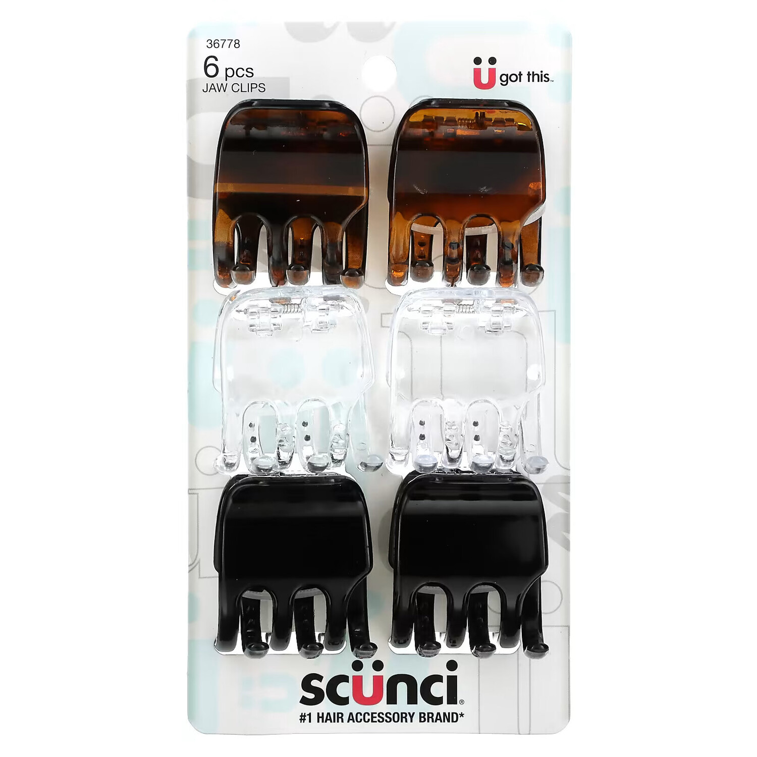 

Scunci, Заколки-крабы Effortless Beauty, разные цвета, 6 штук