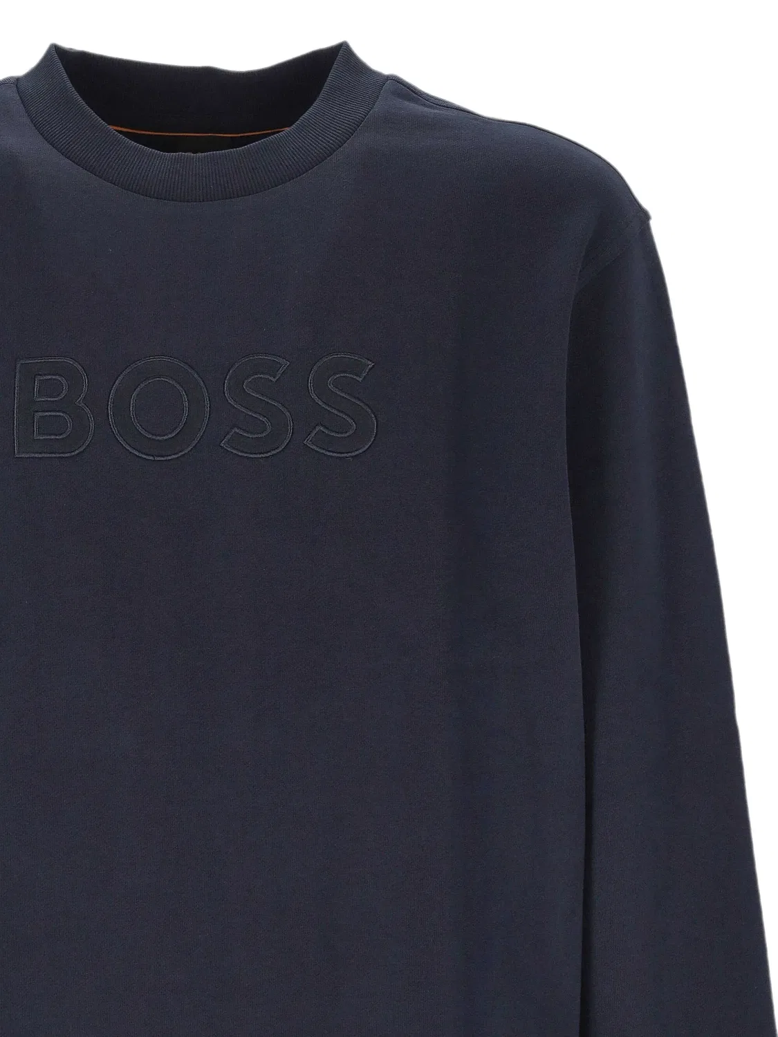 Свободная толстовка из хлопковой махровой ткани с вышитым логотипом Boss, синий — фото 3