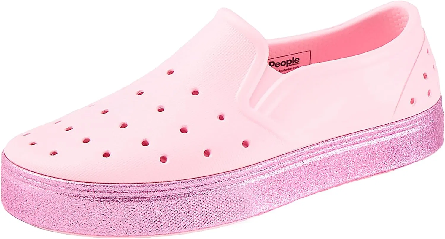 Детские слипоны-лоферы для мальчиков водонепроницаемые People Footwear, Slater Kids Cutie Pink/Light Purple Glitter