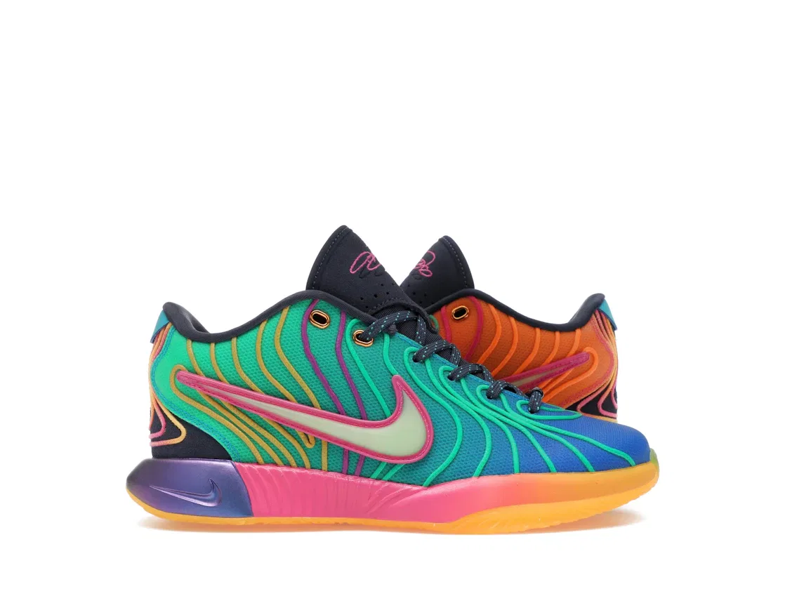 Детские кроссовки для баскетбола с амортизацией Nike LeBron 21, Bliss Pink/Core Black/Collegiate Purple