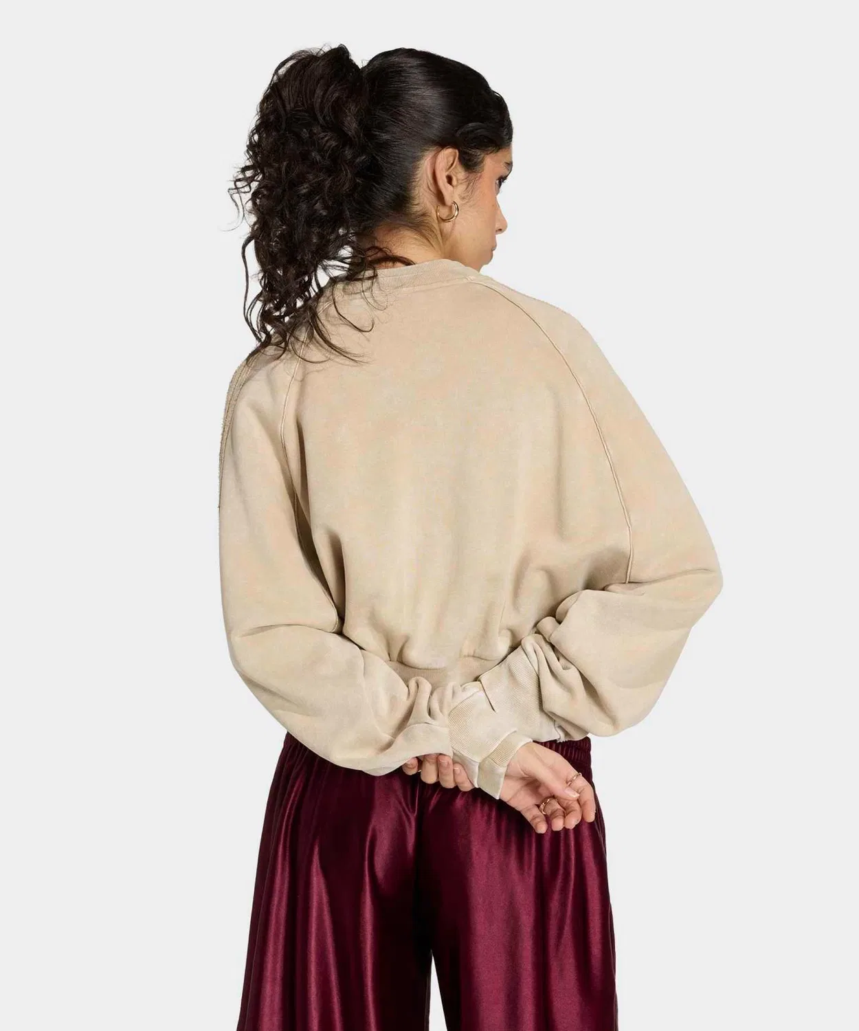 Женский укороченный трек-топ оверсайз с двойным слоем Adidas Originals, Beige — фото 2