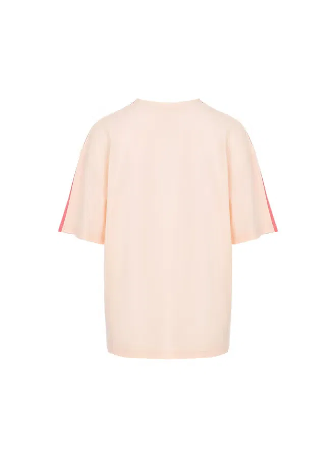 Футболка с принтом букв хлопковая Zara, розовый/бежевый — фото 3