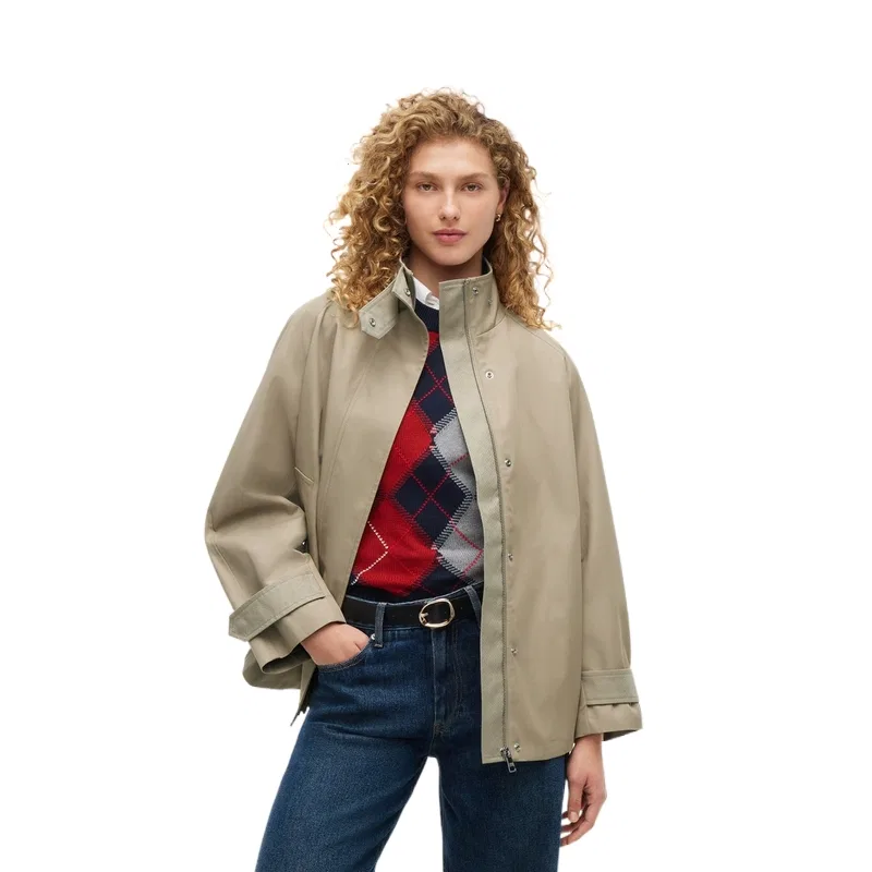 Женское пальто-тренч с воротником-стойкой Khaki AEG Tommy Hilfiger, Khaki AEG