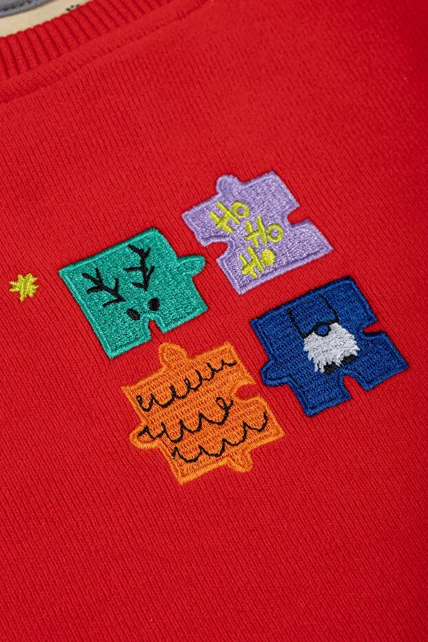 Детские свитшот для девочек с вышивкой Christmas Embroidery Beetlebeez, Red — фото 4