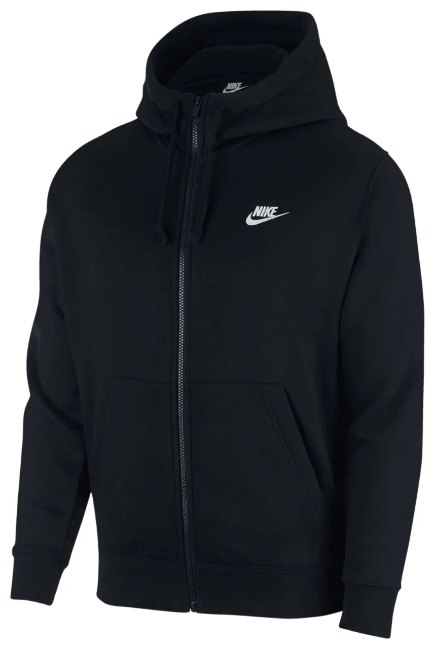Мужское худи с полной застежкой-молнией Club Nike, белый/черный