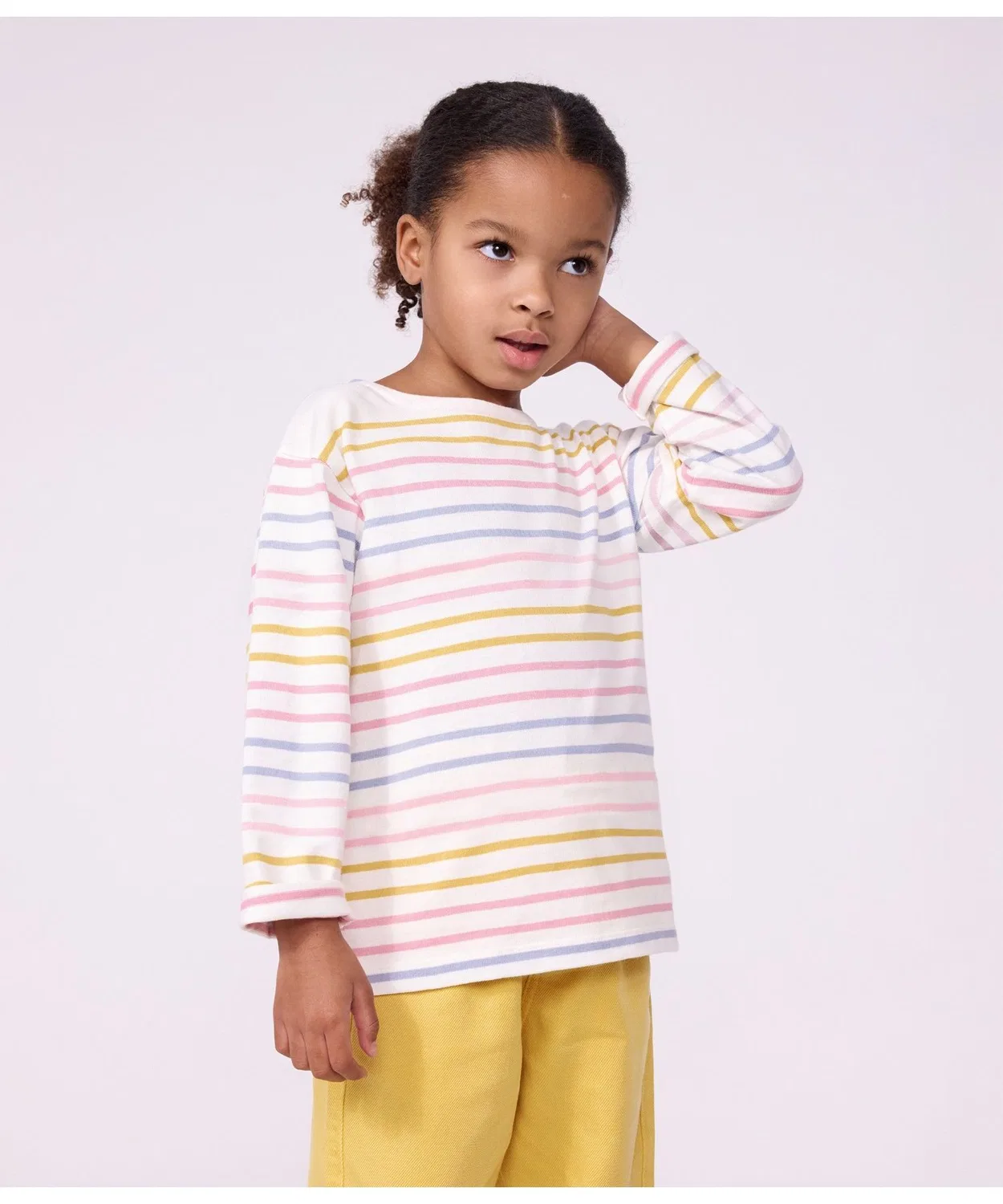 Детский лонгслив с принтом Marinière PETIT BATEAU, Белый