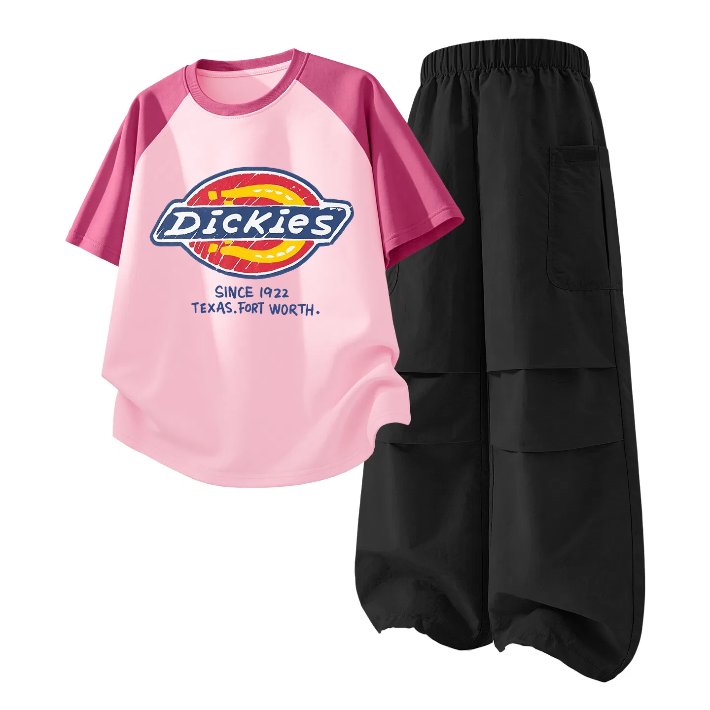 Детский спортивный комплект из 2 предметов с принтом Dickies, Solid Color Fir Pink — фото 3
