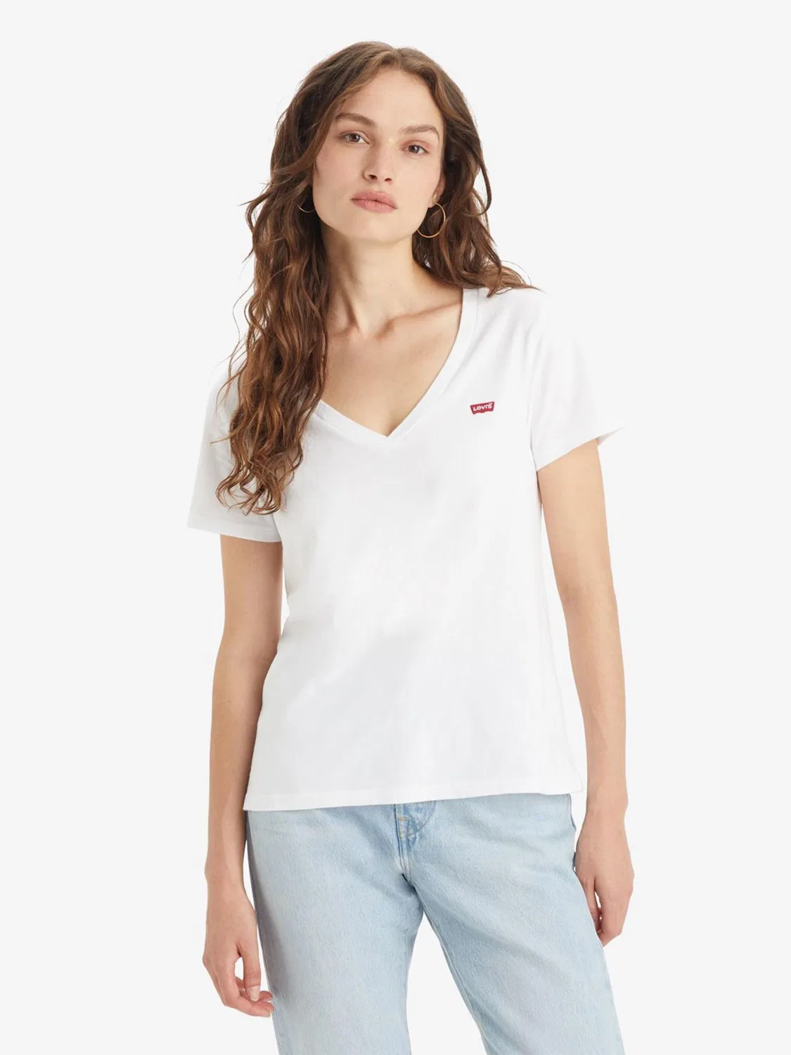 Футболка с V-образным вырезом, оверсайз Levi's, белый