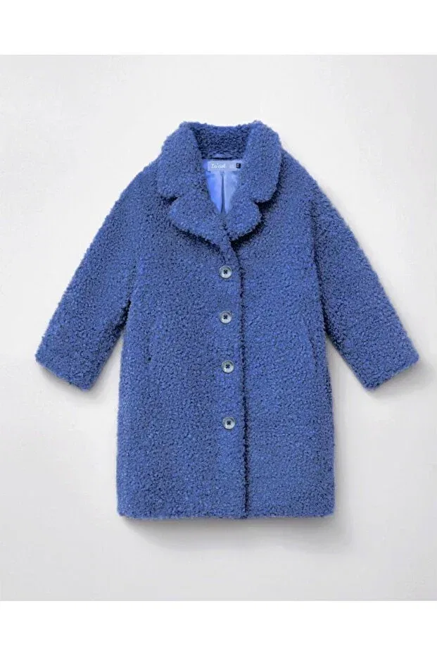 Детское пальто для девочек из плюша Generic Brands, Navy Blue — фото 3