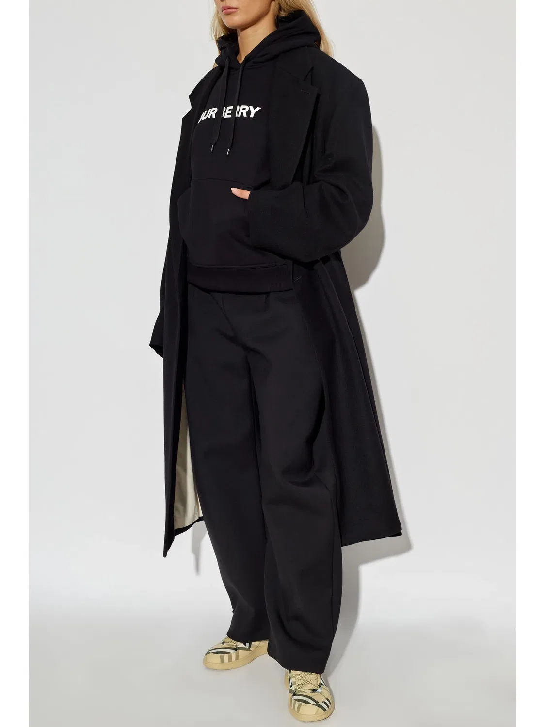 Худи с логотипом Burberry из органического хлопка, черный — фото 4
