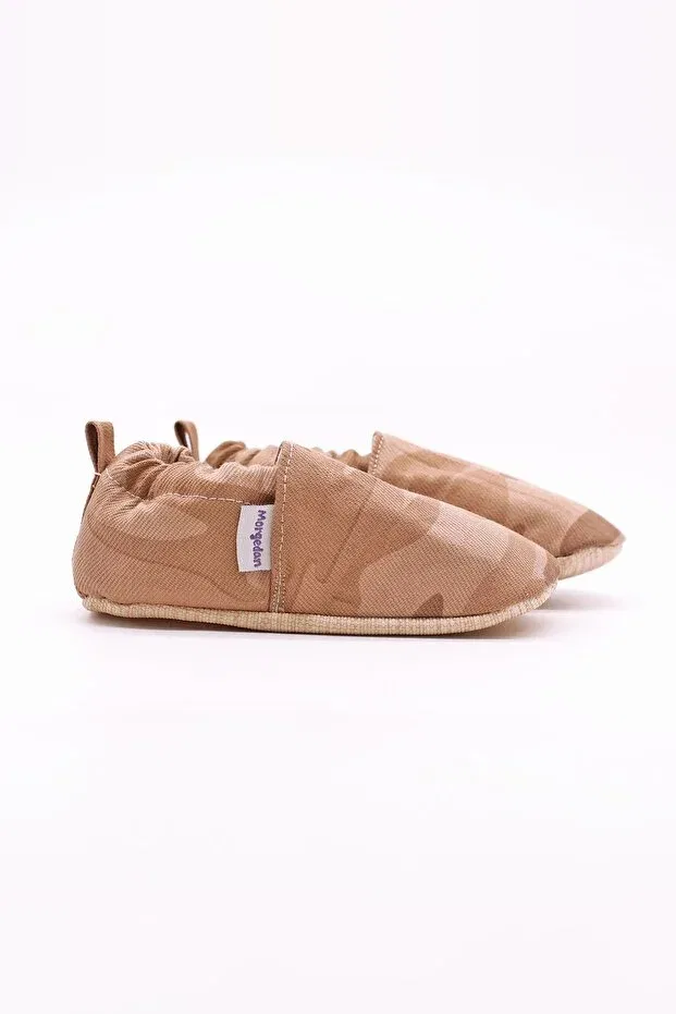 Детские пинетки для новорожденных хлопковые Military cotton non-slip first step baby booties Morgedan, Brown — фото 4