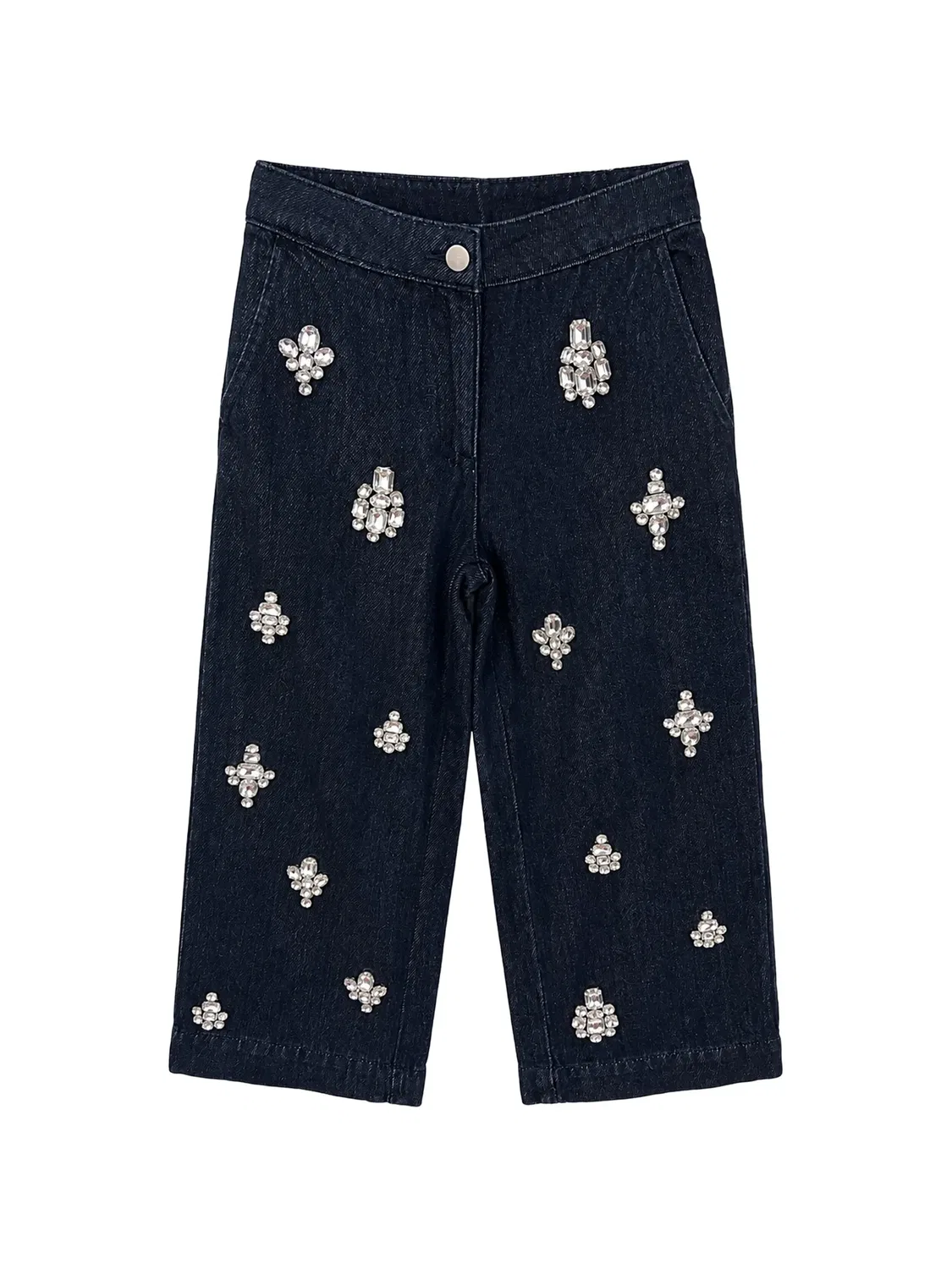 Джинсы, украшенные кристаллами Stella Mccartney Kids, синий