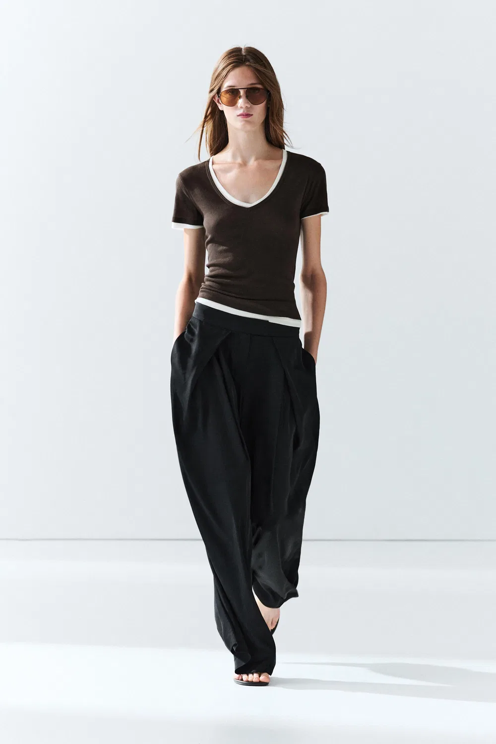 Футболка Massimo Dutti, двухслойная, коричневая