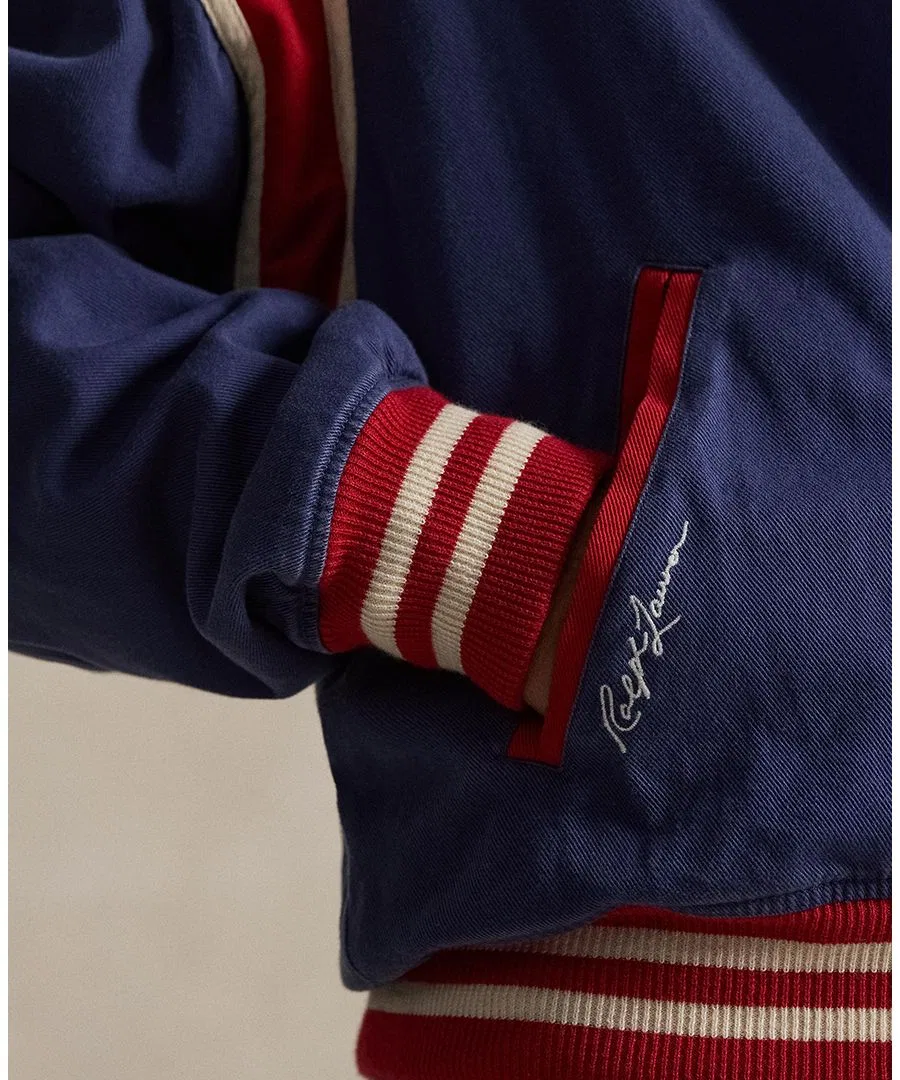 Бомбер из твила с патчами Yankees Polo Ralph Lauren, Light Navy — фото 4