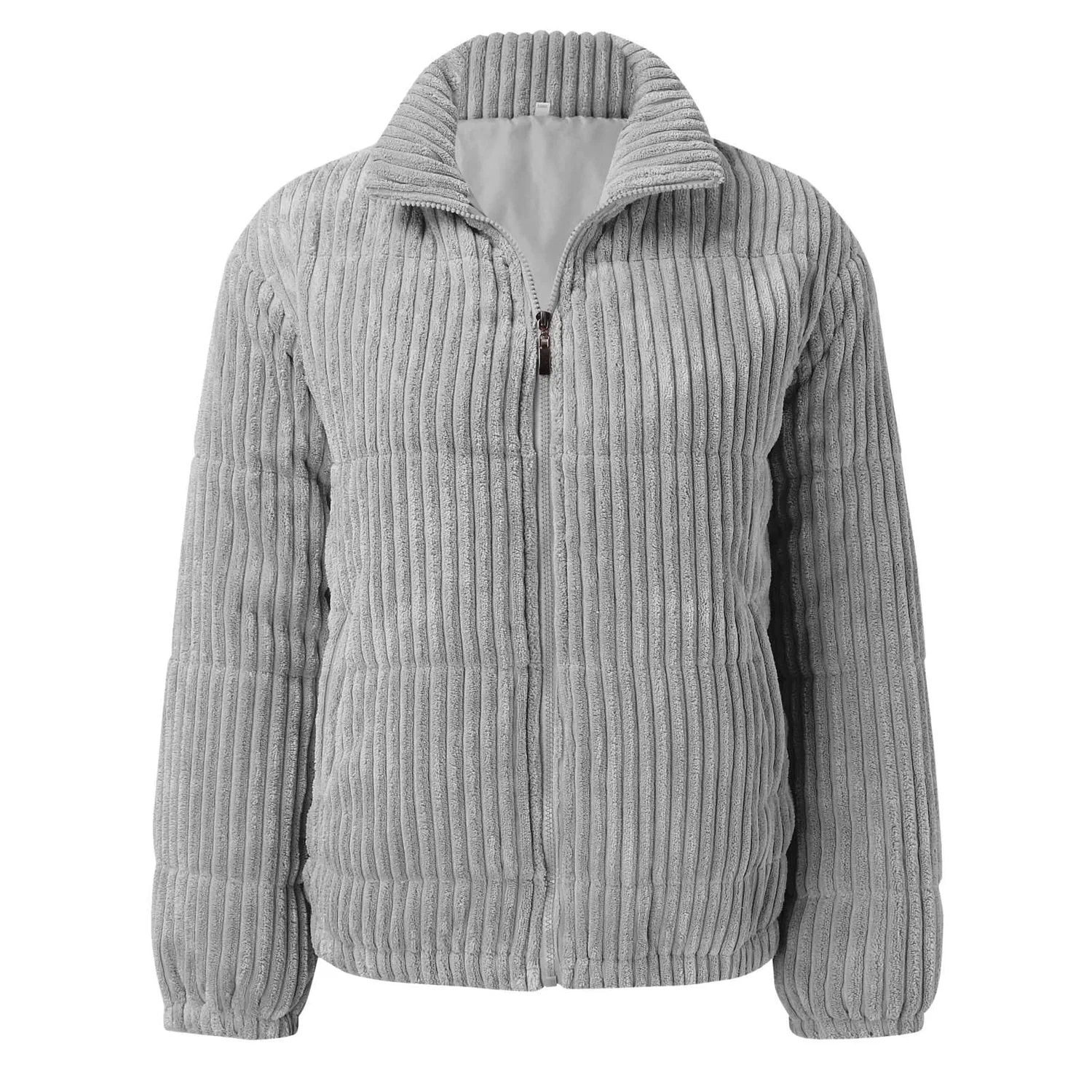 Женская куртка-бомбер на молнии с принтом, Corduroy Lightweight Quilted Bomber, Grigio — фото 2