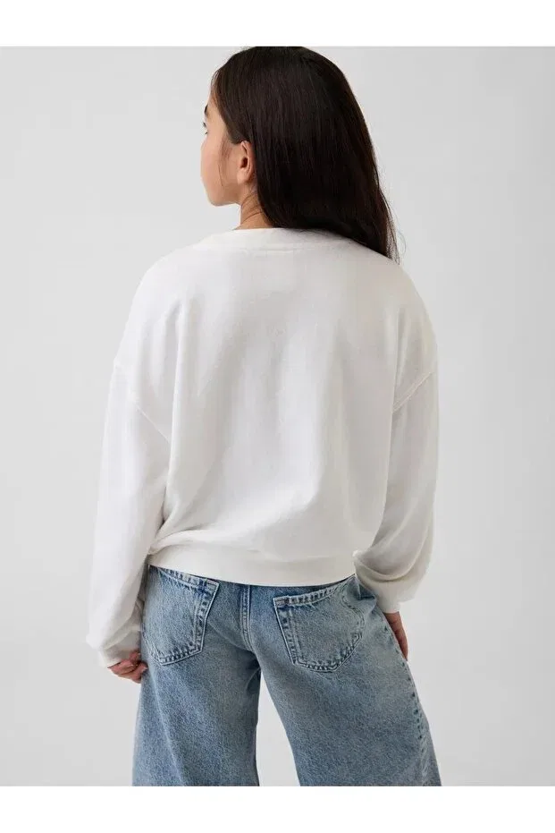 Детские свитшот для девочек с принтом V-Jpn ie flip act top Gap, White — фото 3