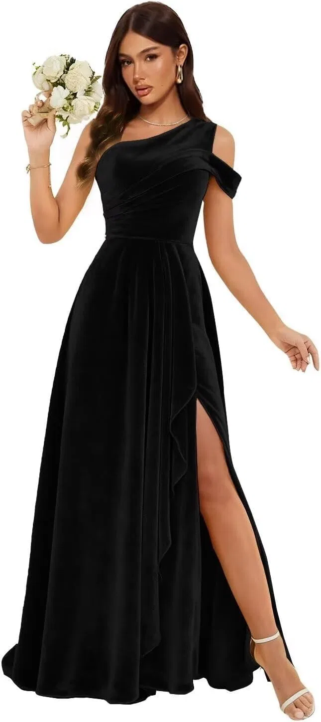 Женское вечернее платье с разрезом One Shoulder, Black