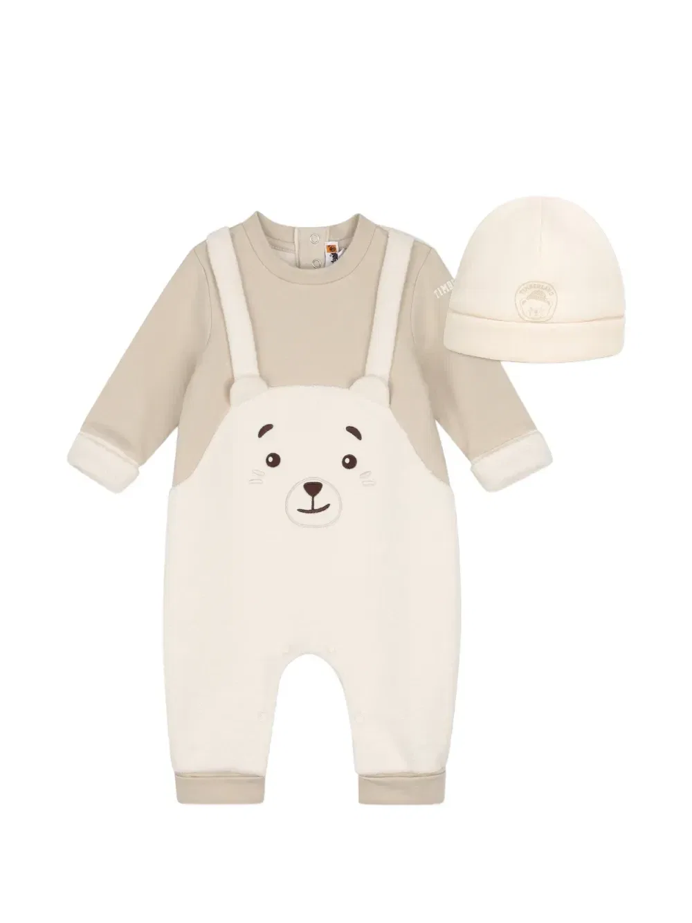 Комплект из шапки бини и комбинезона Timberland Kids, бежевый