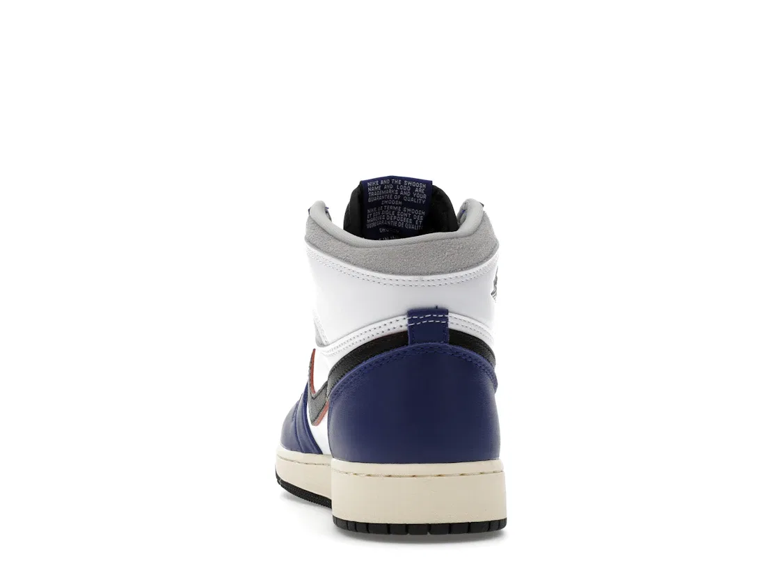 Детские кроссовки с высоким силуэтом Jordan 1 Retro High OG Rare Air Jordan, White/Black-Neutral Grey-Deep Royal Blue-Muslin — фото 4