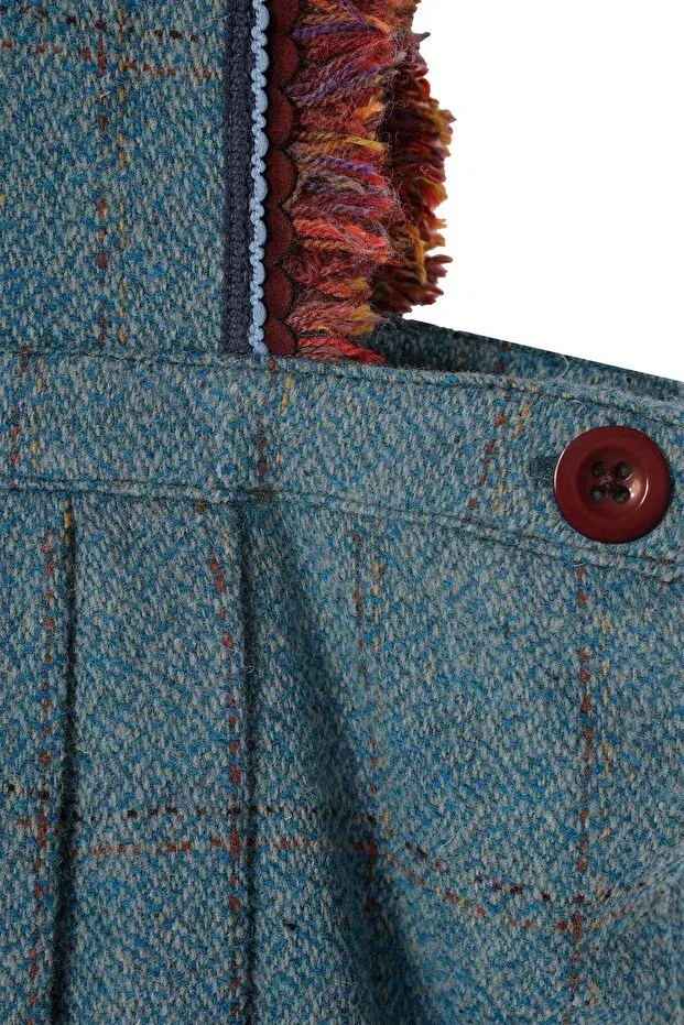 Детское платье для девочек без рукавов Bonjour tasseled wool gilet dress Miniscule By Ebrar, Blue — фото 3