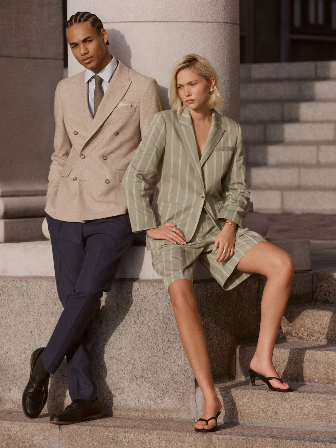 Блейзер однобортный Green/Ecru Stripe N. Premium Next, зеленый/экрю в полоску — фото 2