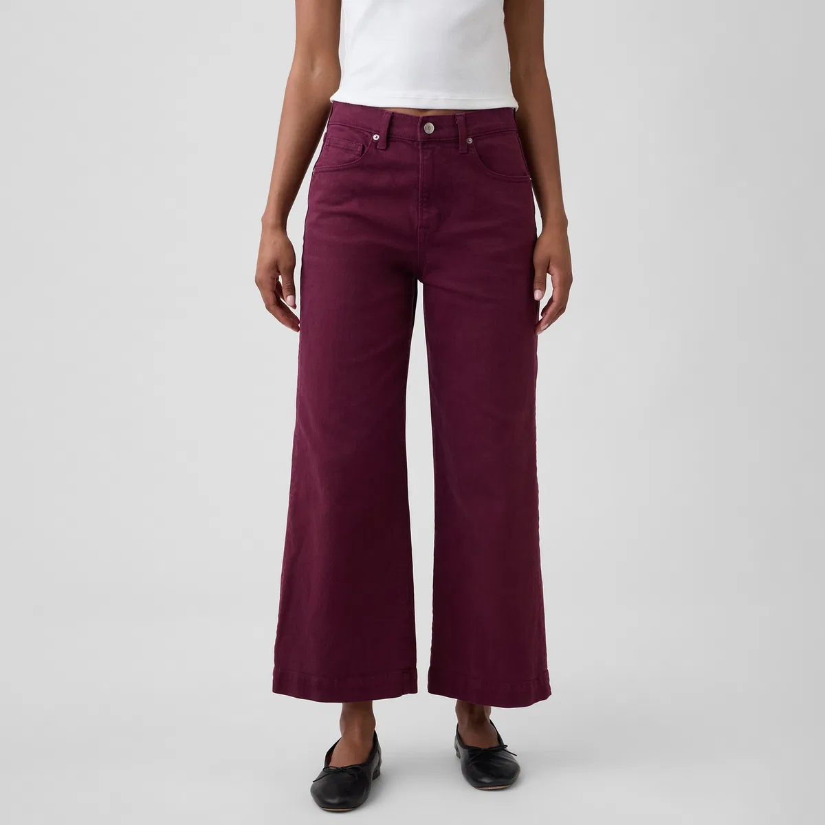 Женские джинсы свободного кроя с широкой штаниной Grape Red GAP, Grape Red — фото 3