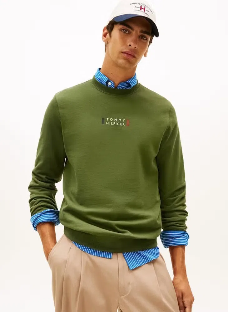 Свитшот с принтом Brand love Tommy Hilfiger, зеленый