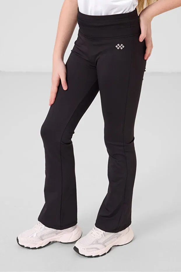 Детские леггинсы для девочек расклешенные Flexible flared pack Tommy Life, Black-Khaki — фото 4