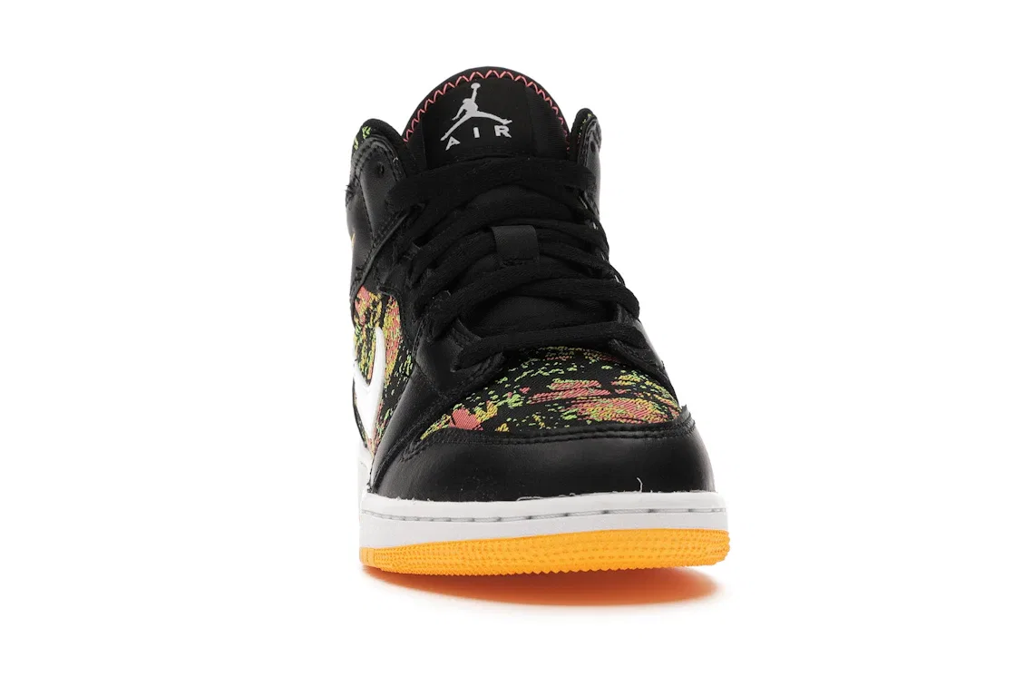Детские кроссовки для мальчиков с принтом Jordan 1 Mid Jordan, Black/Laser Orange-Bright Melon-White — фото 2