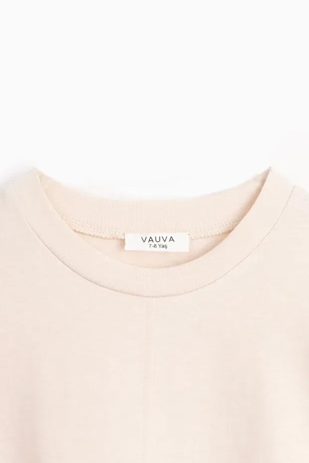 Детская футболка хлопковая с принтом Vauva, Nude Color — фото 2
