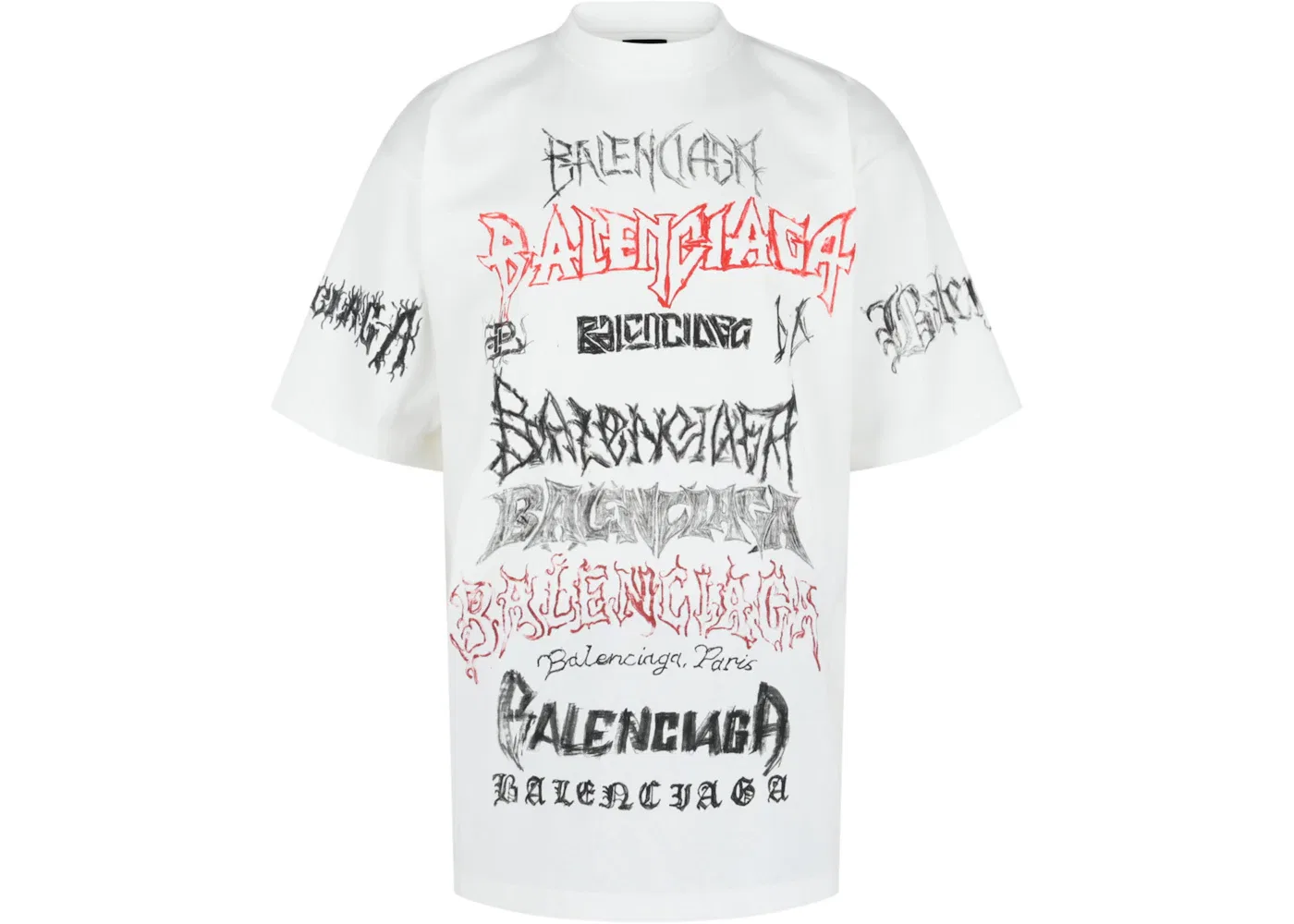 Мужская футболка оверсайз с принтом Metal Logo Balenciaga, White