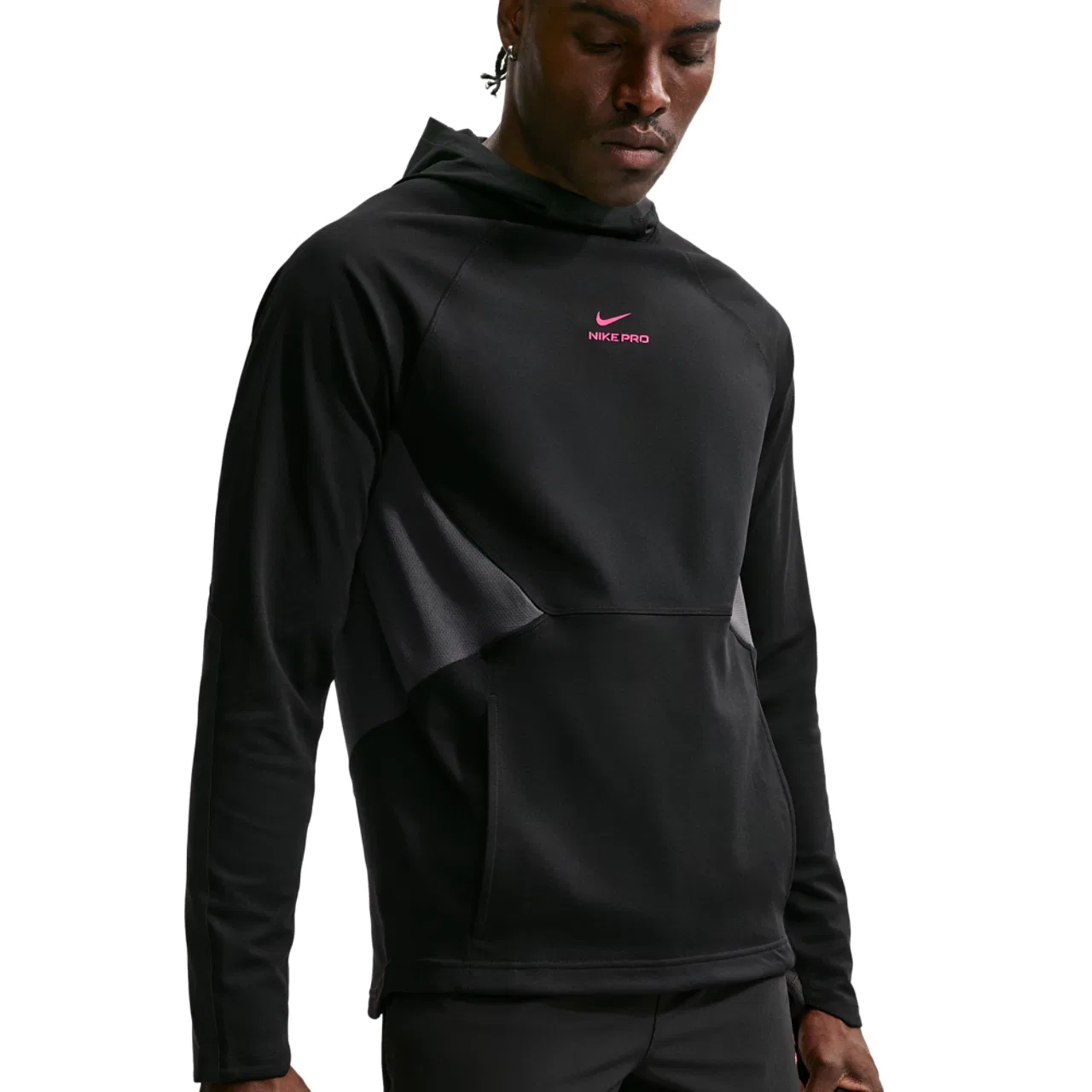 Мужская куртка с капюшоном Nike Pro Training Dri-FIT Midlayer Top, Hyper Pink Black — фото 3