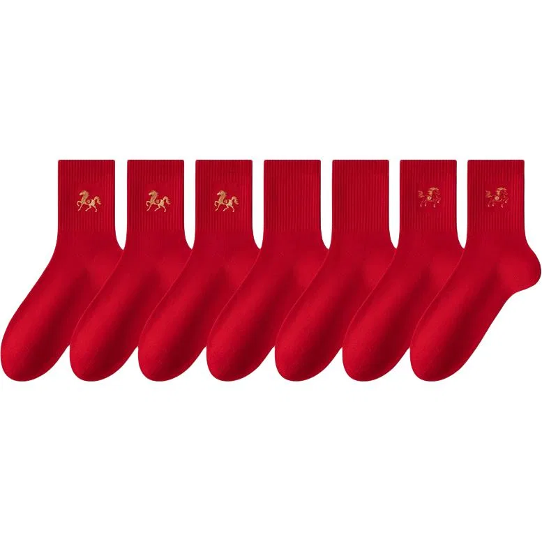 Детские носки 7 пар Cotton Gene, 3 Immediately Blessed+2 China Red+2 Instant Wealth