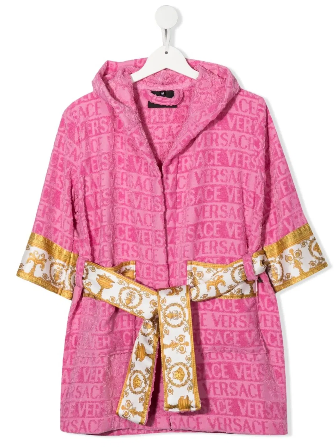 Versace Детский халат с капюшоном I Love Baroque розовый