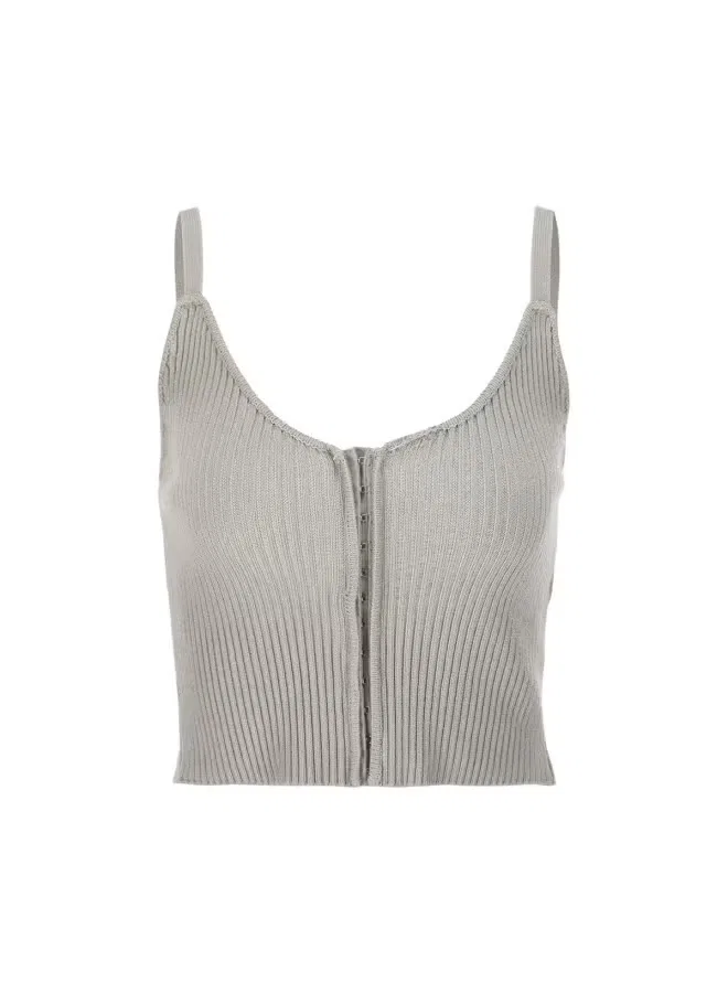Топ-борцовка с тонкими бретелями Zara, серо-зеленый — фото 2