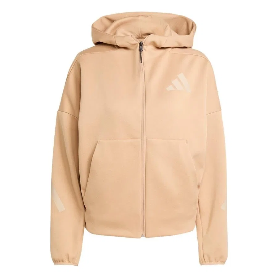 Женская куртка с капюшоном из трикотажа PRIMEKNIT W Z.N.E. FZ adidas, Коричневый
