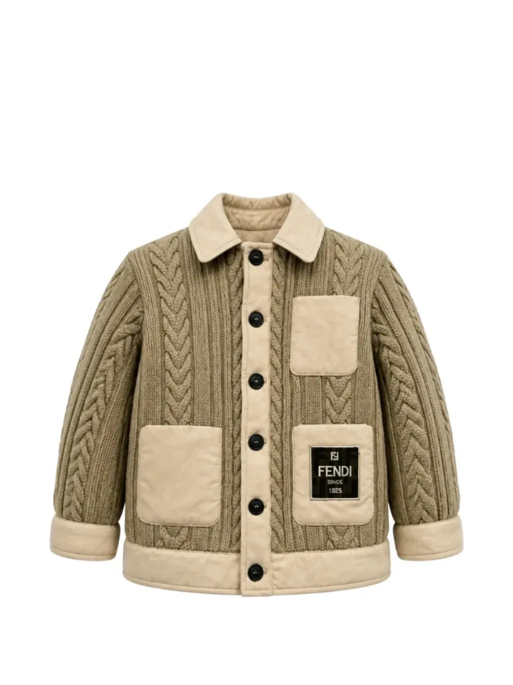 Жакет с косами и вставками FENDI KIDS, бежевый