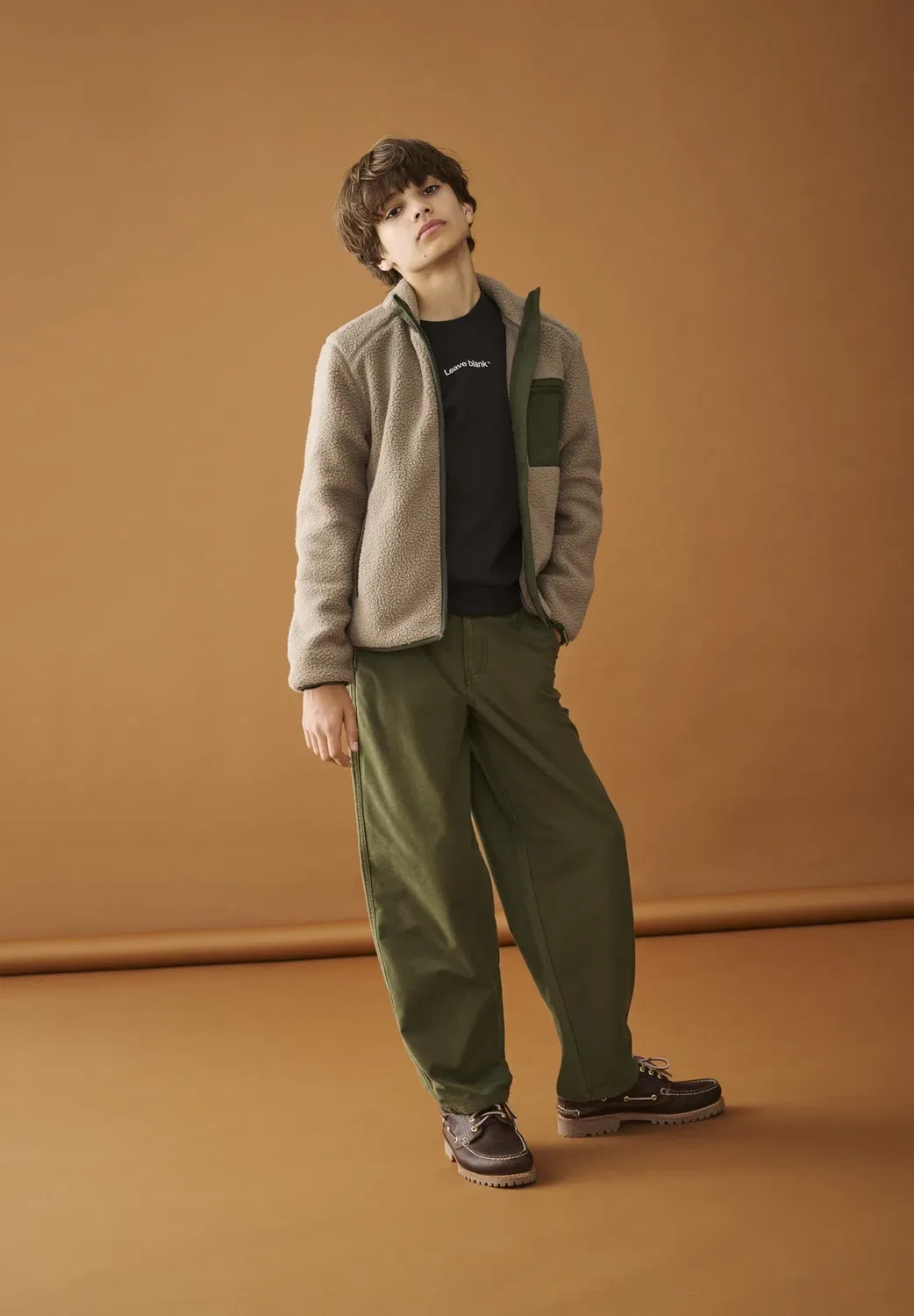 Шерпавд - флисовая куртка Only & Sons Junior, Desert Taupe Detail:Kombu Green