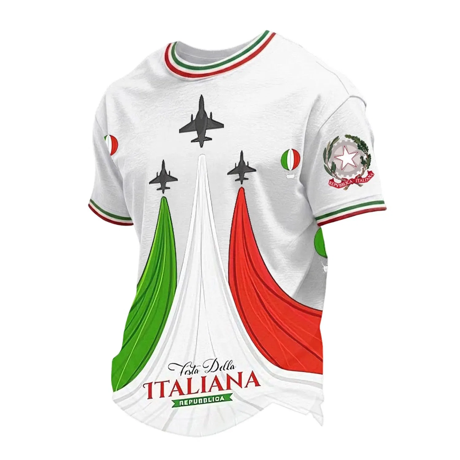 Мужская футболка с принтом Italian Liberation Day Commemorative, E-bianco — фото 3