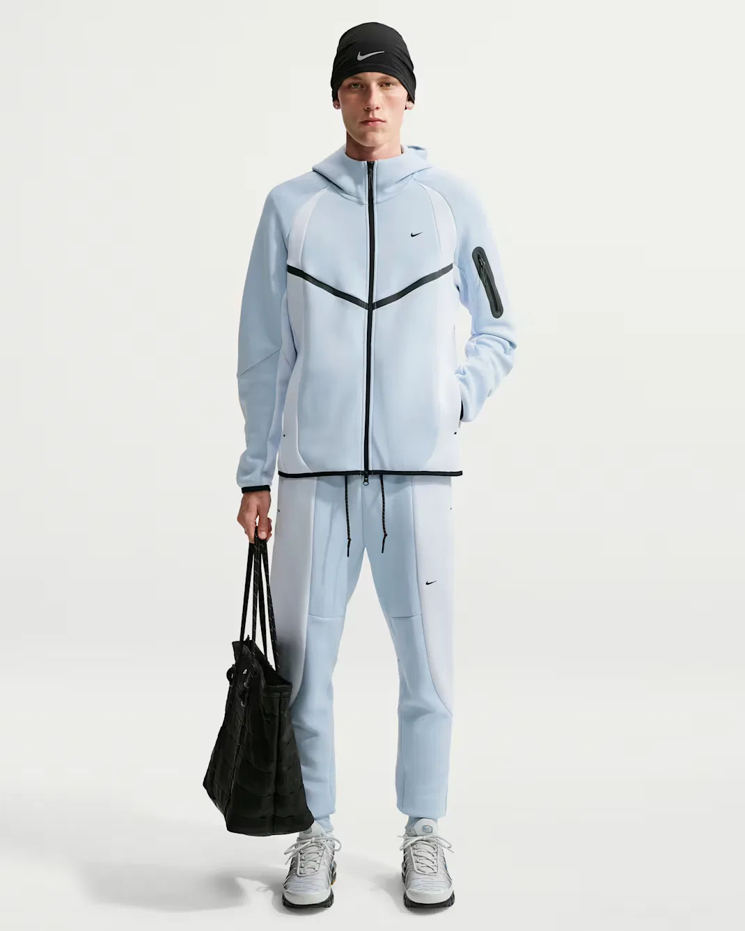 Мужские флисовые спортивные брюки с цветовыми блоками Nike Tech, Light Armory Blue/Football Grey/Black