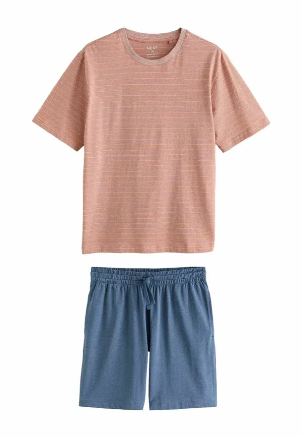 Пижамный комплект из хлопка Regular Fit Stripe Short Sleeve Set Next, Orange, оранжевый — фото 3