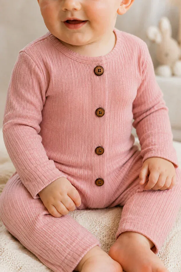 Детский комбинезон для девочек хлопковый комплект Basics Mai Perla, Lila-Pembe-Gül Kurusu — фото 4