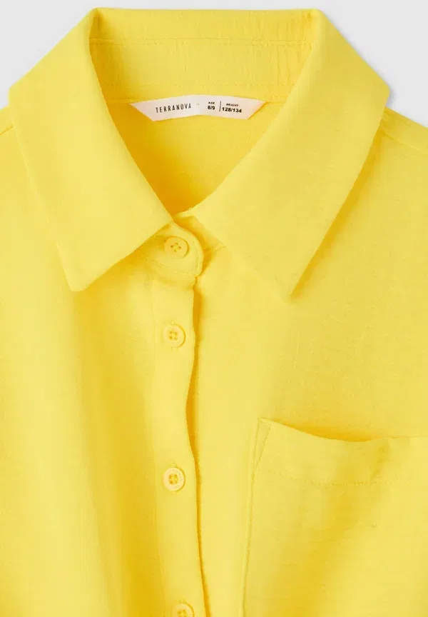 Блузка с коротким рукавом button-down blouse Terranova, Yellow, желтый — фото 2