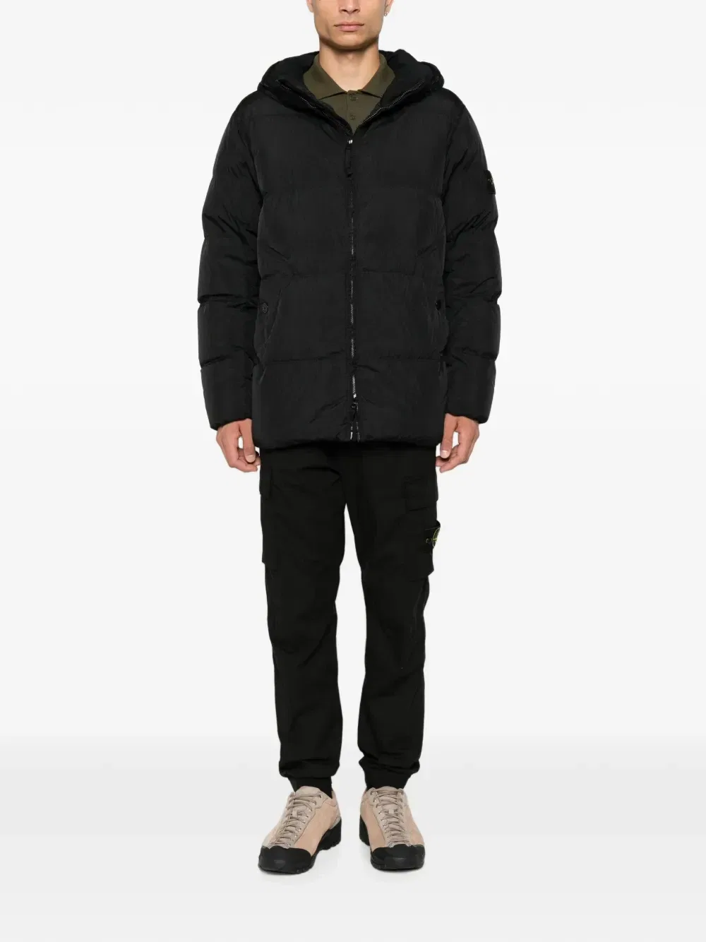 Стеганая куртка с нашивкой в виде компаса Stone Island, черный — фото 2