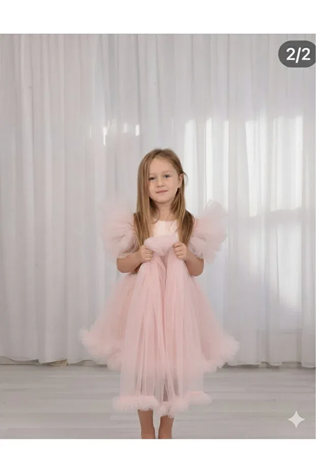 Детское платье для девочек с длинным рукавом Asel Kids, Powder — фото 3